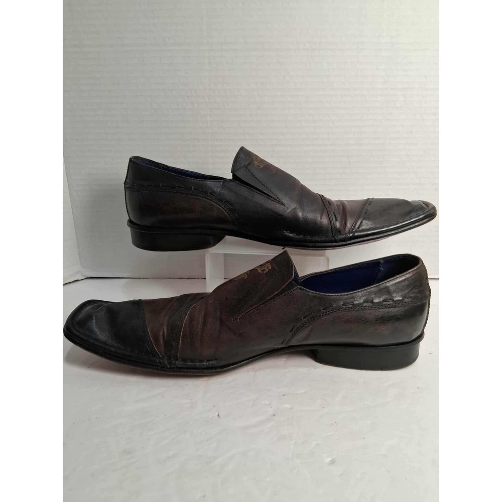 Mark Nason Dragon Loafer Shoes Men's Size 9 Black Brown Leather Square Toe Italy